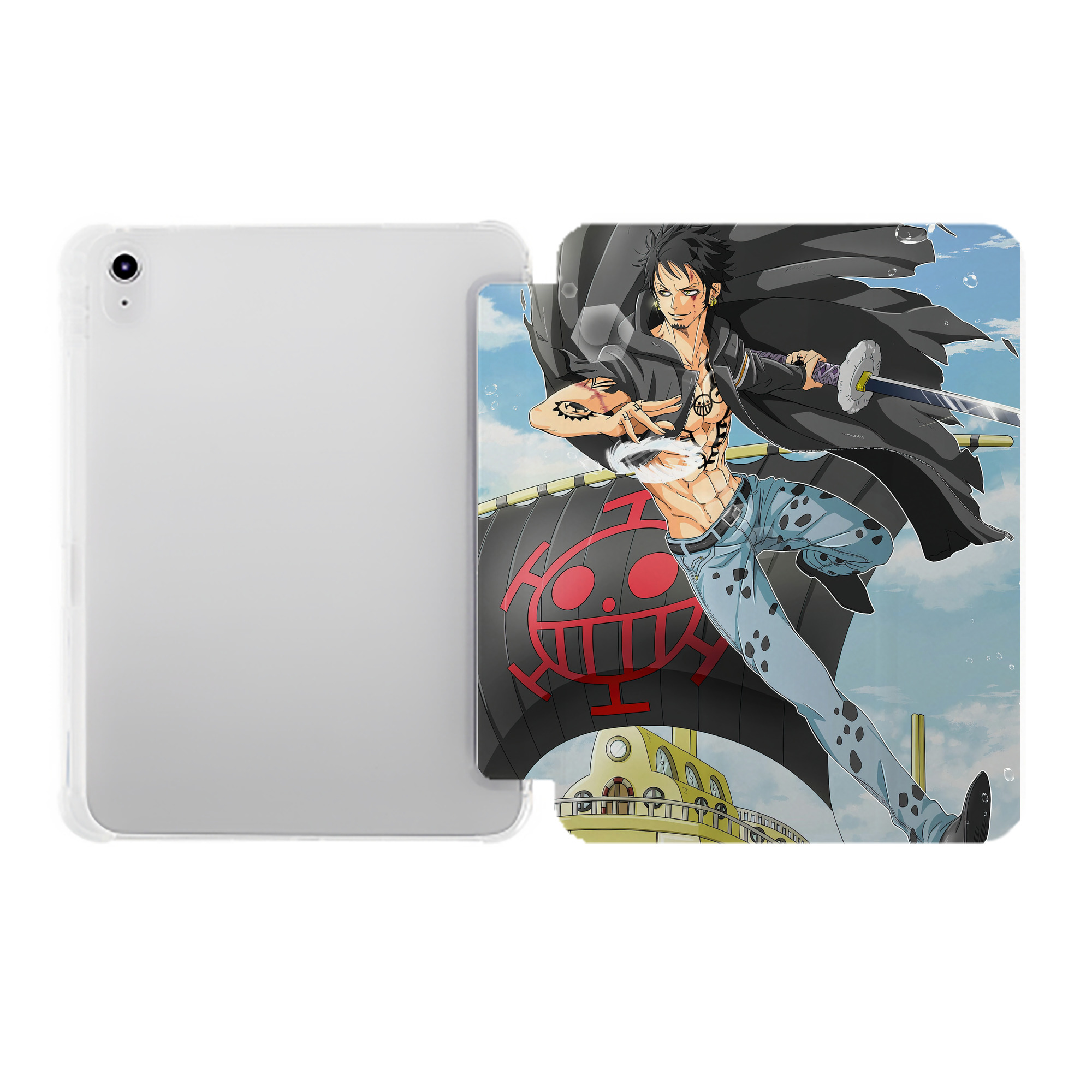 （画像用） ワンピース ONE PIECE IPad ケース ペン収納付き 三つ折りスタンド PUレザー×シリコン 対応機種9.5/10.5/10.9インチ
